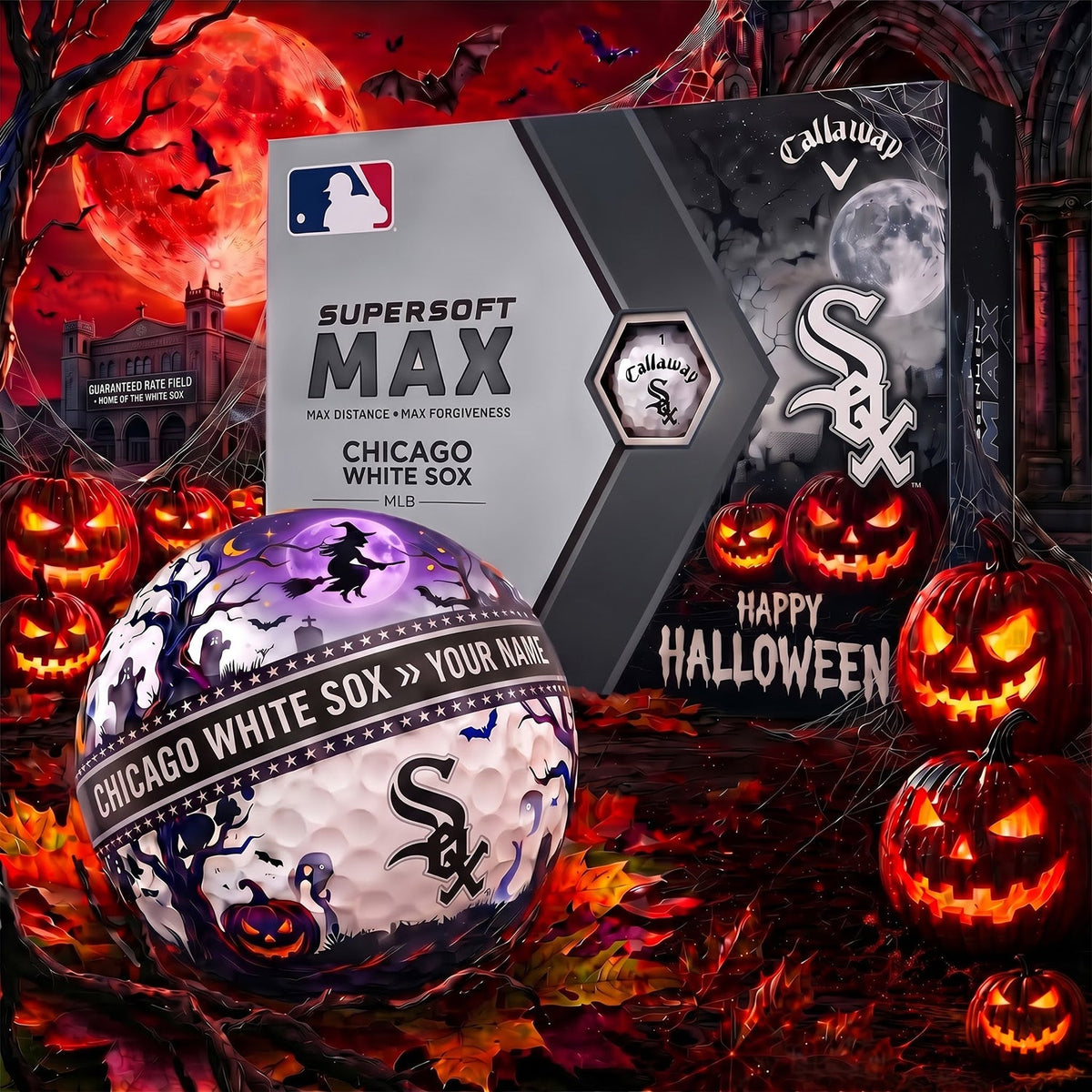 SIGNATURE MLB X CWS EXCLUSIVE PERSONALIZED HALLOWEEN HORROR FAIRWAY V3 GOLF BALL COLLECTION