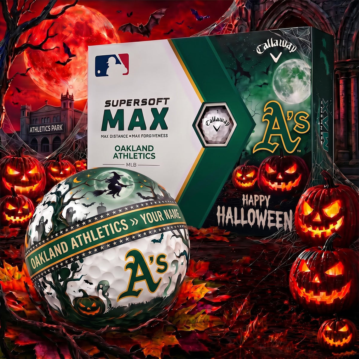 SIGNATURE MLB X OA EXCLUSIVE PERSONALIZED HALLOWEEN HORROR FAIRWAY V3 GOLF BALL COLLECTION
