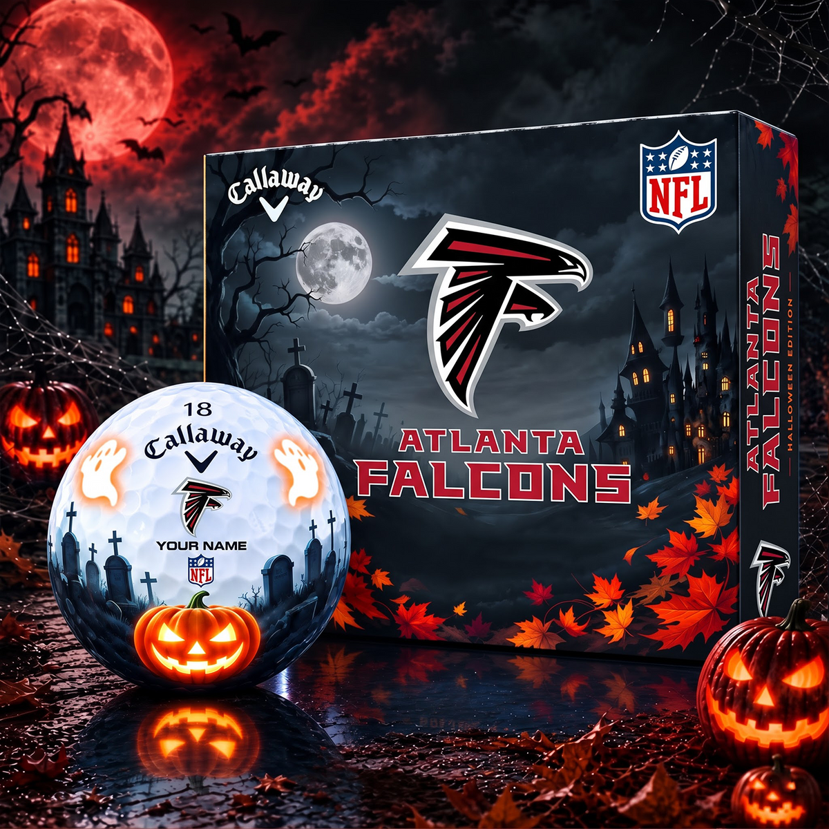 SIGNATURE NFL X AF DELUXE PERSONALIZED HALLOWEEN HORROR FAIRWAY SERIES V3 GOLF BALL COLLECTION