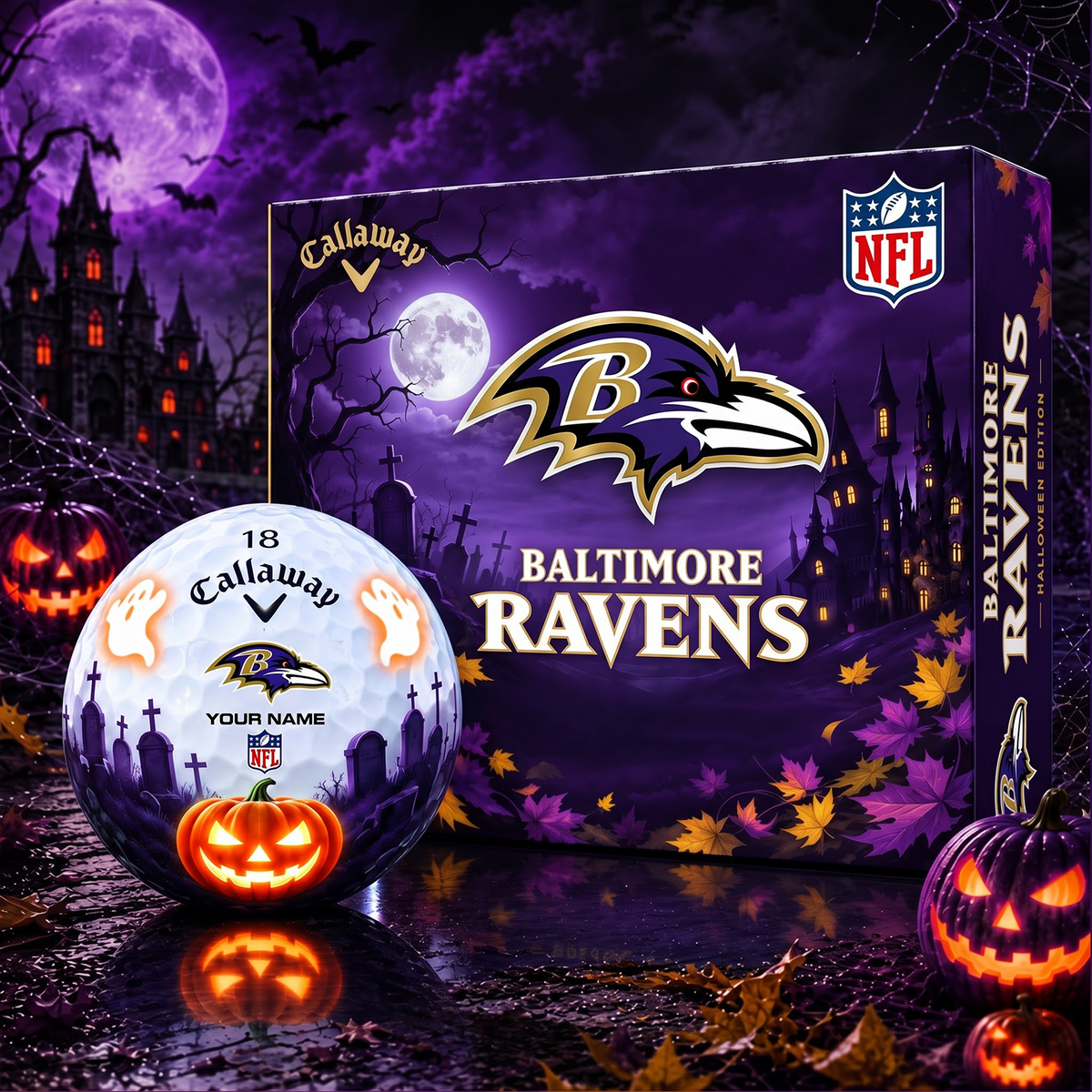 SIGNATURE NFL X BR DELUXE PERSONALIZED HALLOWEEN HORROR FAIRWAY SERIES V3 GOLF BALL COLLECTION