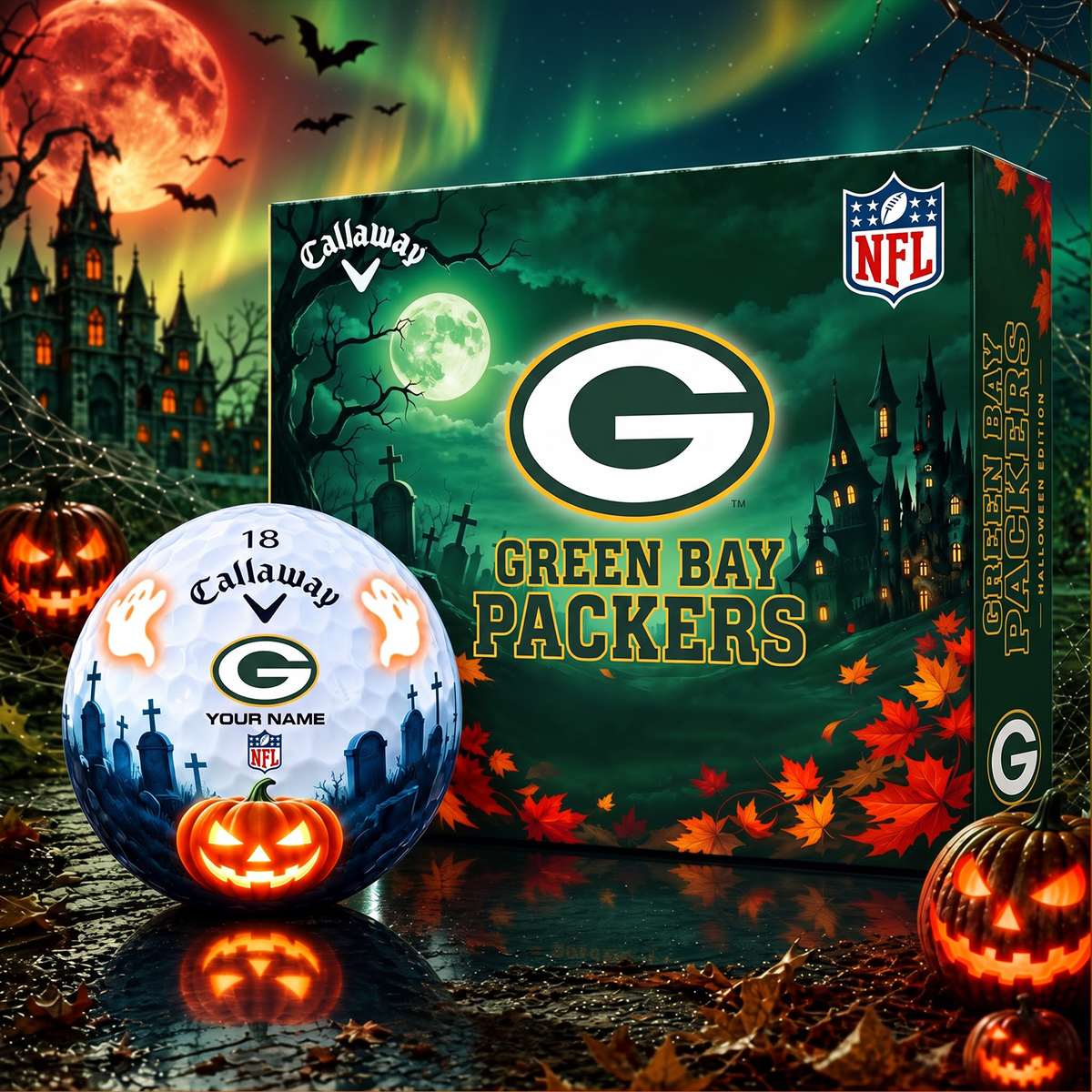 SIGNATURE NFL X GBP DELUXE PERSONALIZED HALLOWEEN HORROR FAIRWAY SERIES V3 GOLF BALL COLLECTION