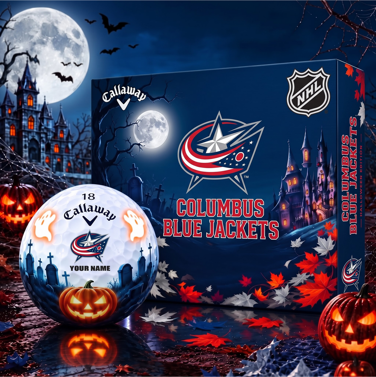 SIGNATURE NHL X CBJ DELUXE PERSONALIZED HALLOWEEN HORROR FAIRWAY SERIES V3 GOLF BALL COLLECTION