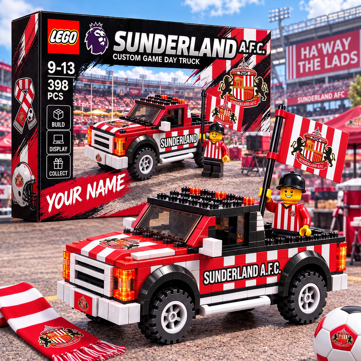 SUN X EPL 1-OF-1 IN-HOUSE CRAFTED CUSTOM GAME DAY TRUCK BRICK SET