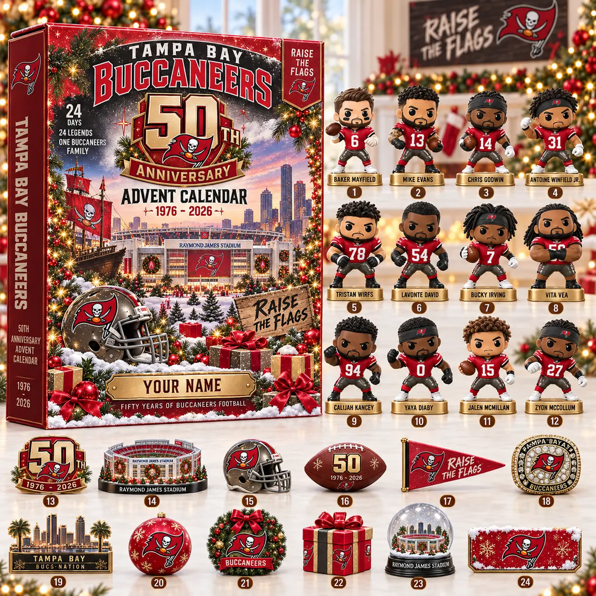 TB x NFL Christmas 2026 Anniversary Advent Calendar Box Custom Any Name Gifts