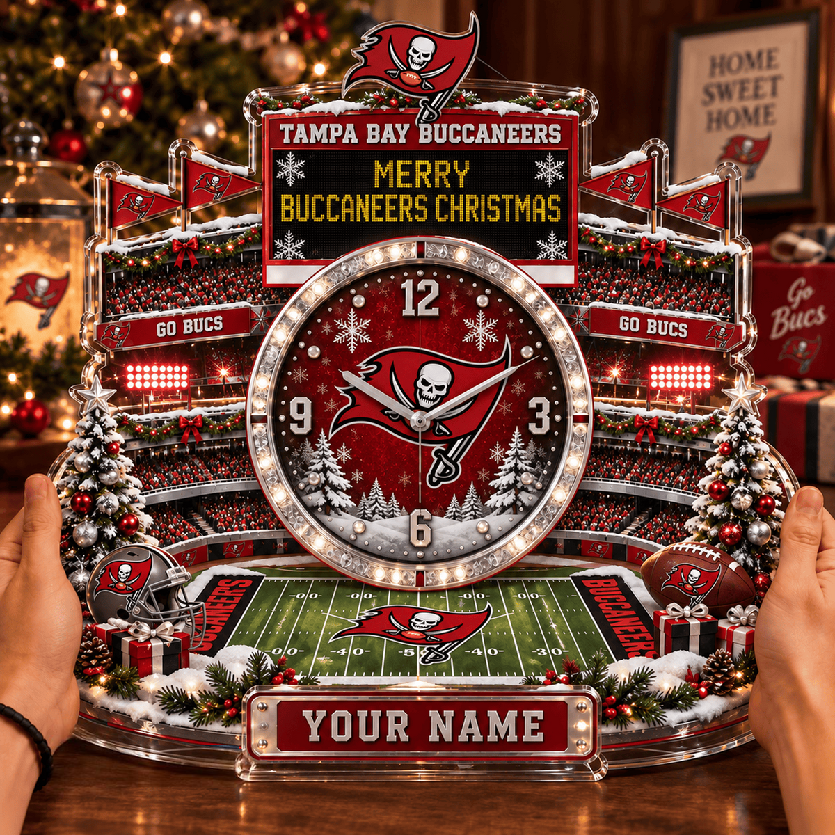 TB x NFL Christmas KICKOFF Personalized Acrylic Hanging Wall Clock – Premium Limited Edition Gift for Men, Women & Football Fans