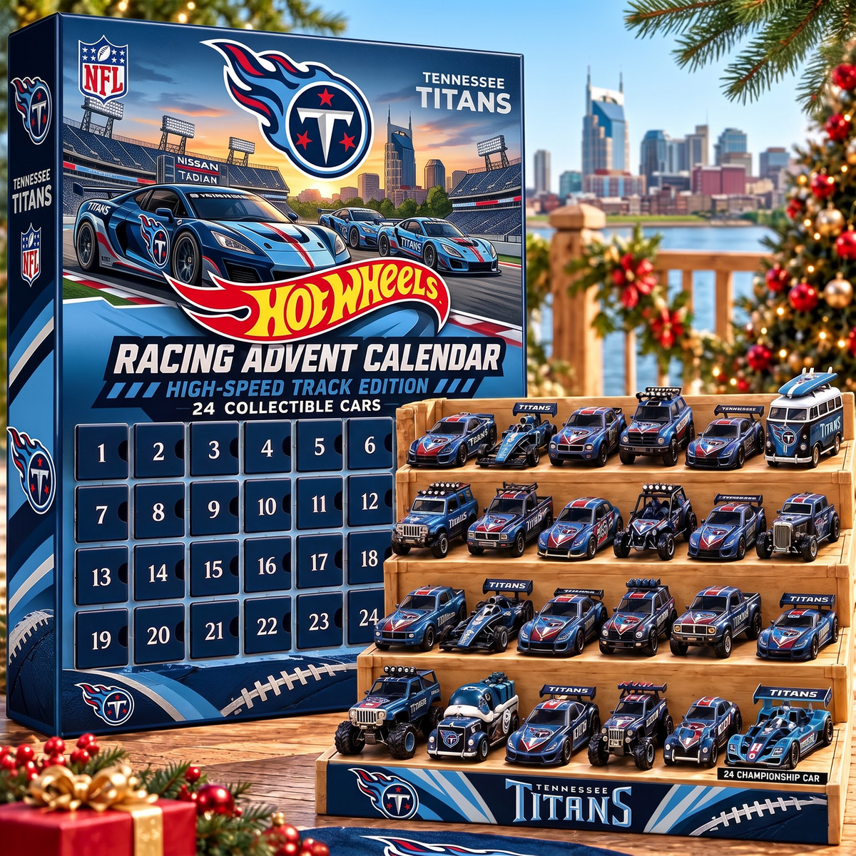 TEN X 1-of-1 Custom NFL Racing Advent Calendar 24 Cars Gift Set