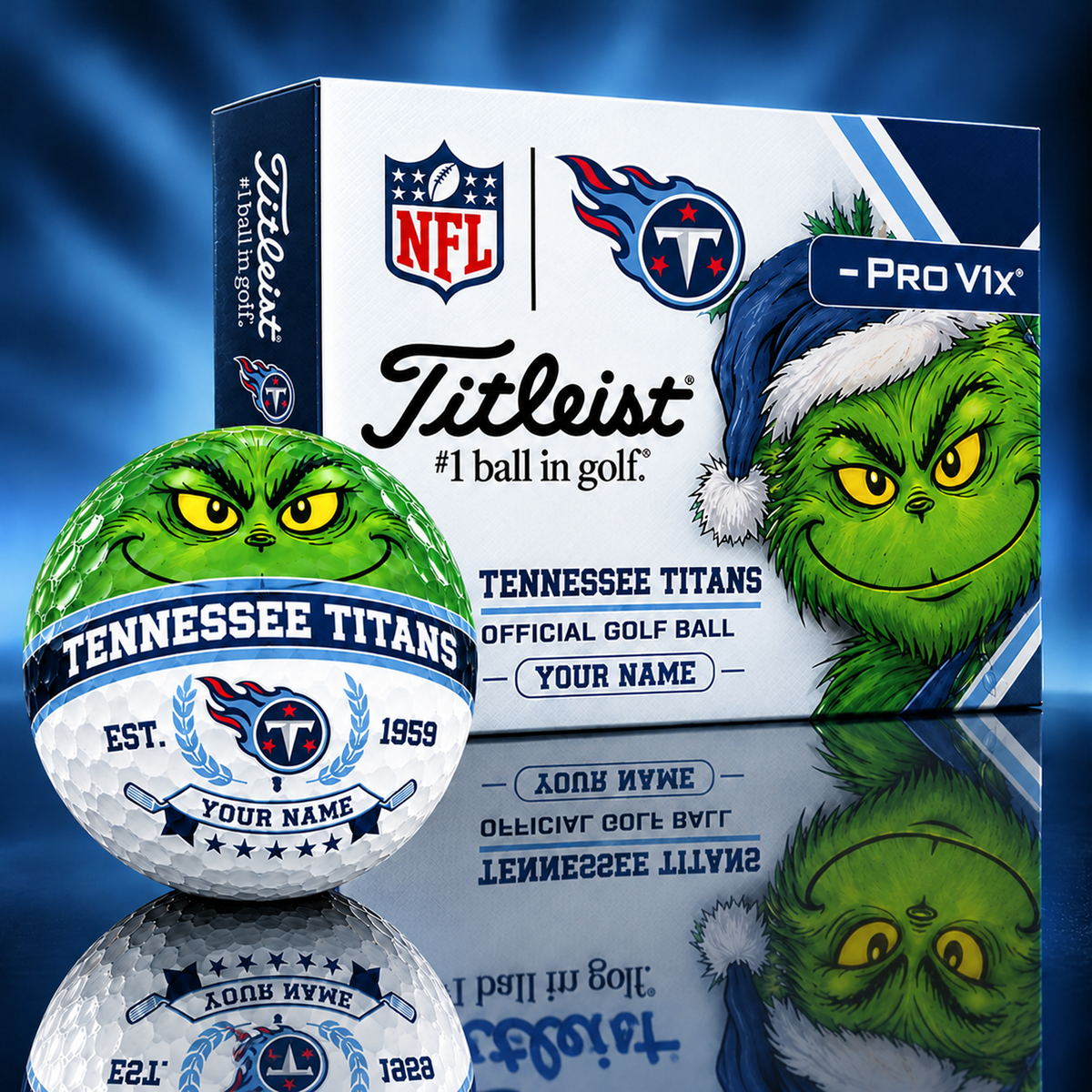 TEN X Custom 1-of-1 NFL Team Grinch Titleist Golf Balls Set