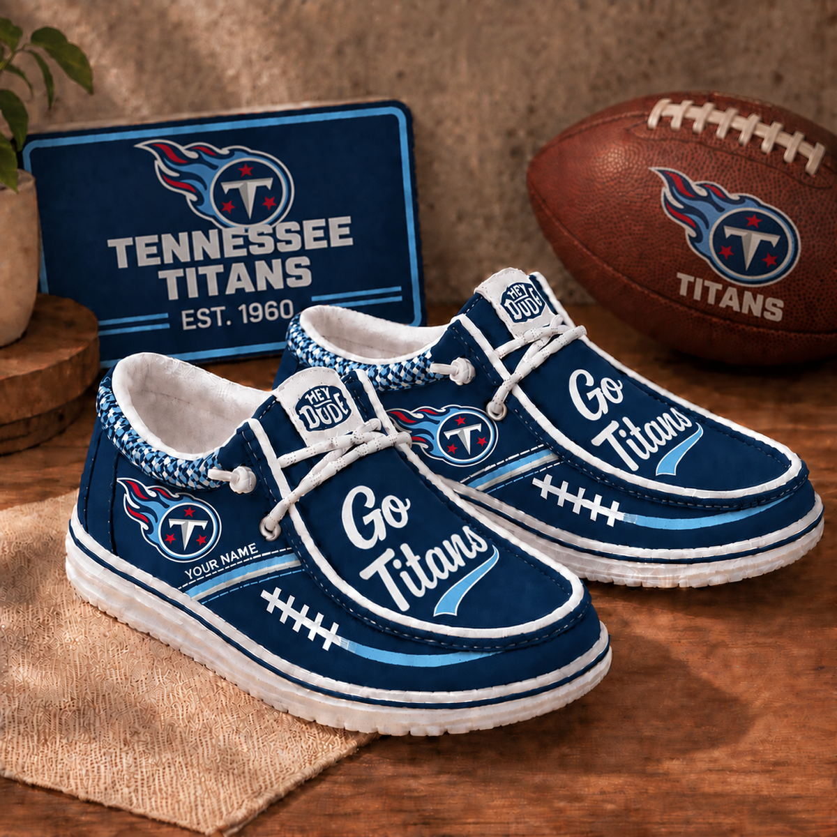 TEN x NFL Personalized New Style Hey Dude Shoes