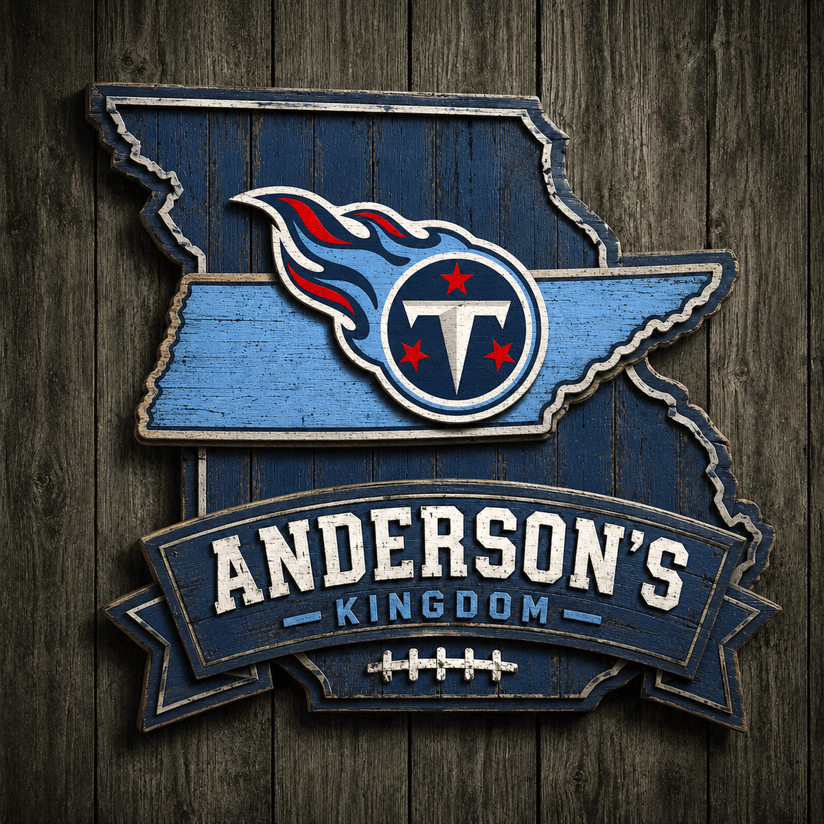 TEN x NFL Personalized Vintage Wooden Sign