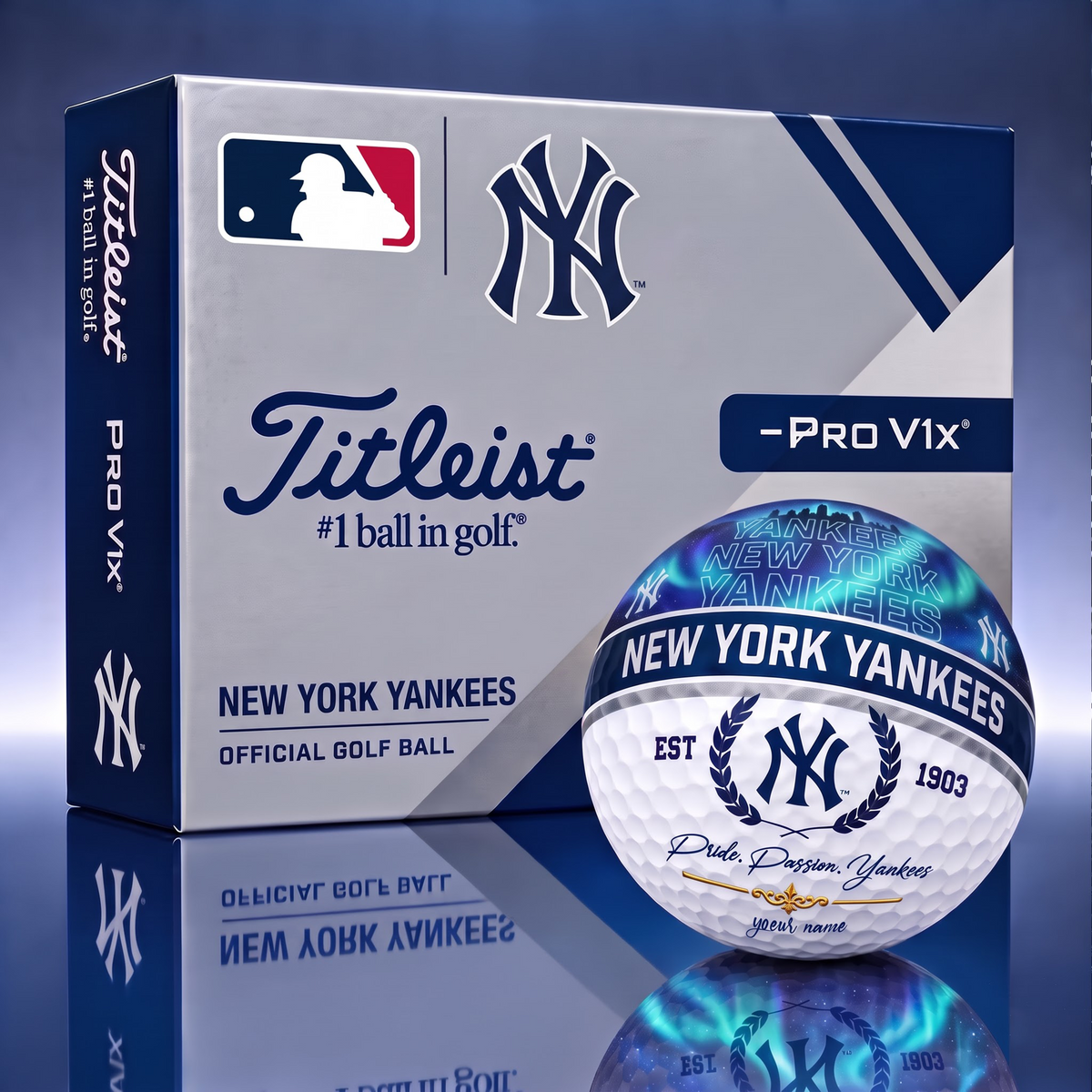 TITLIEST X SIGNATURE MLB NYY EXCLUSIVE BESPOKE NAME GALAXY GOLF BALL V3 LIMITED EDITION