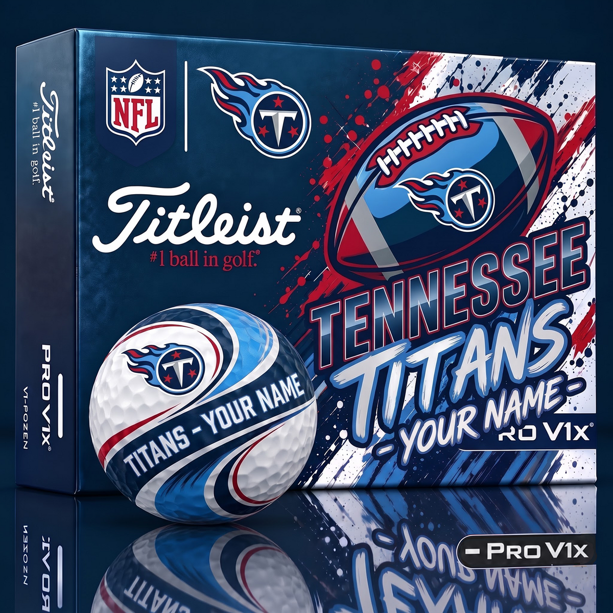 TT x 1-of-1 Custom NFL Personalized Swirl Titleist Pro V1x Golf Balls