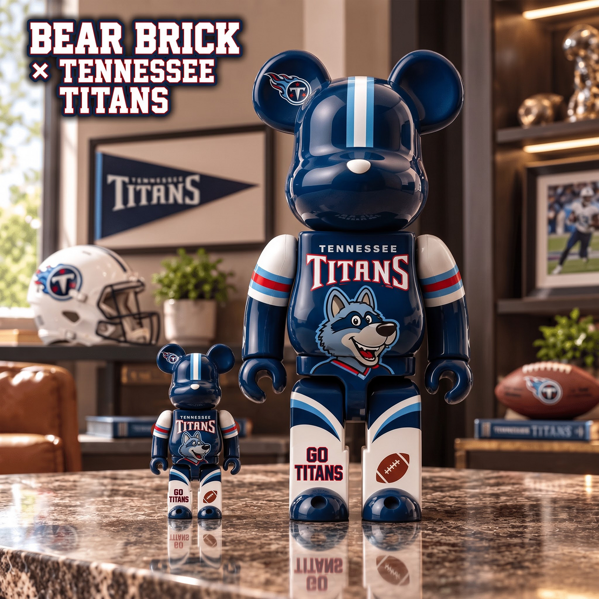 TT x Custom 1-of-1 NFL Team Bearbrick Collectible Figure Home Desk Decor