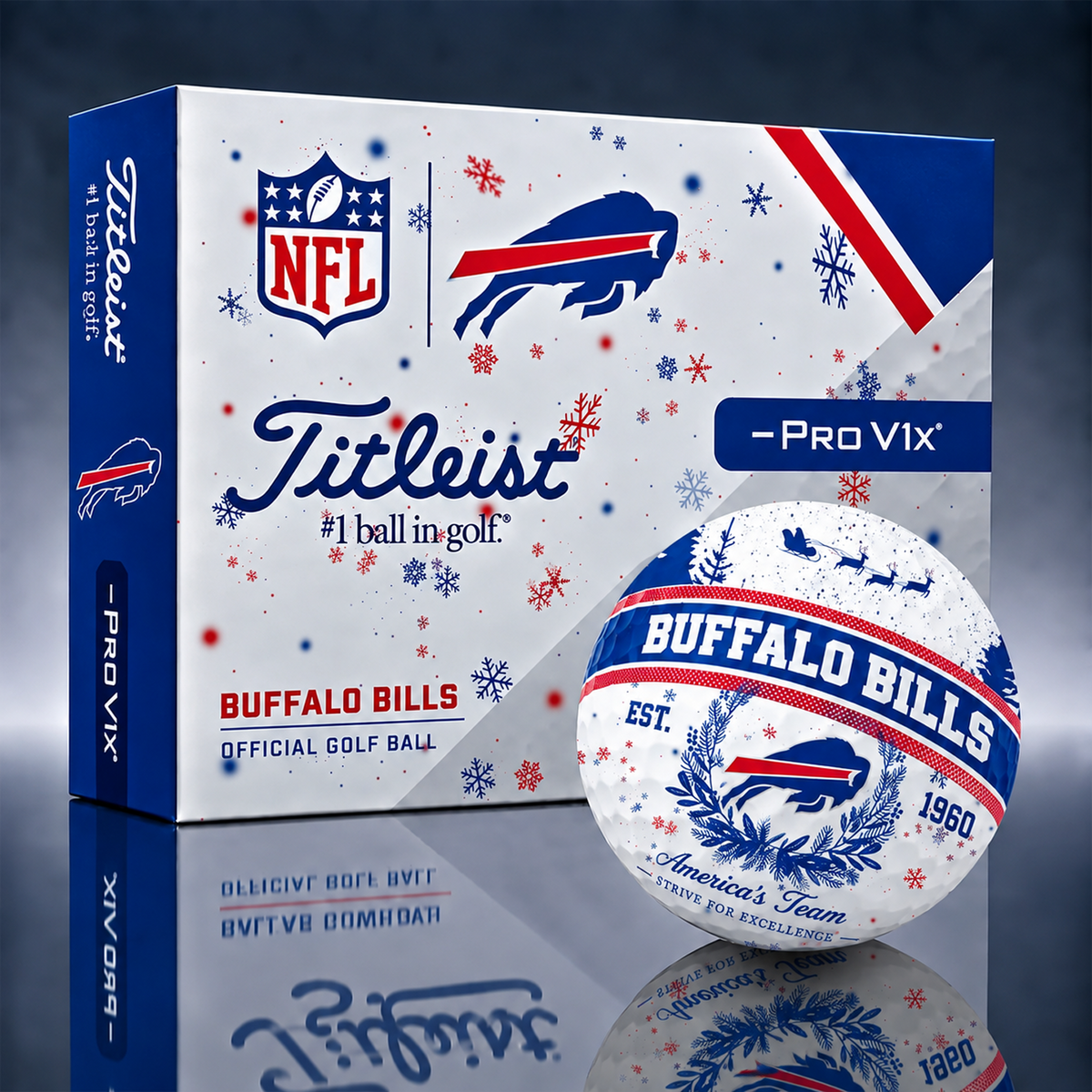 Titleist Premium NFL x BUF PERSONALIZED GOLF BALL CHRISTMAS V1