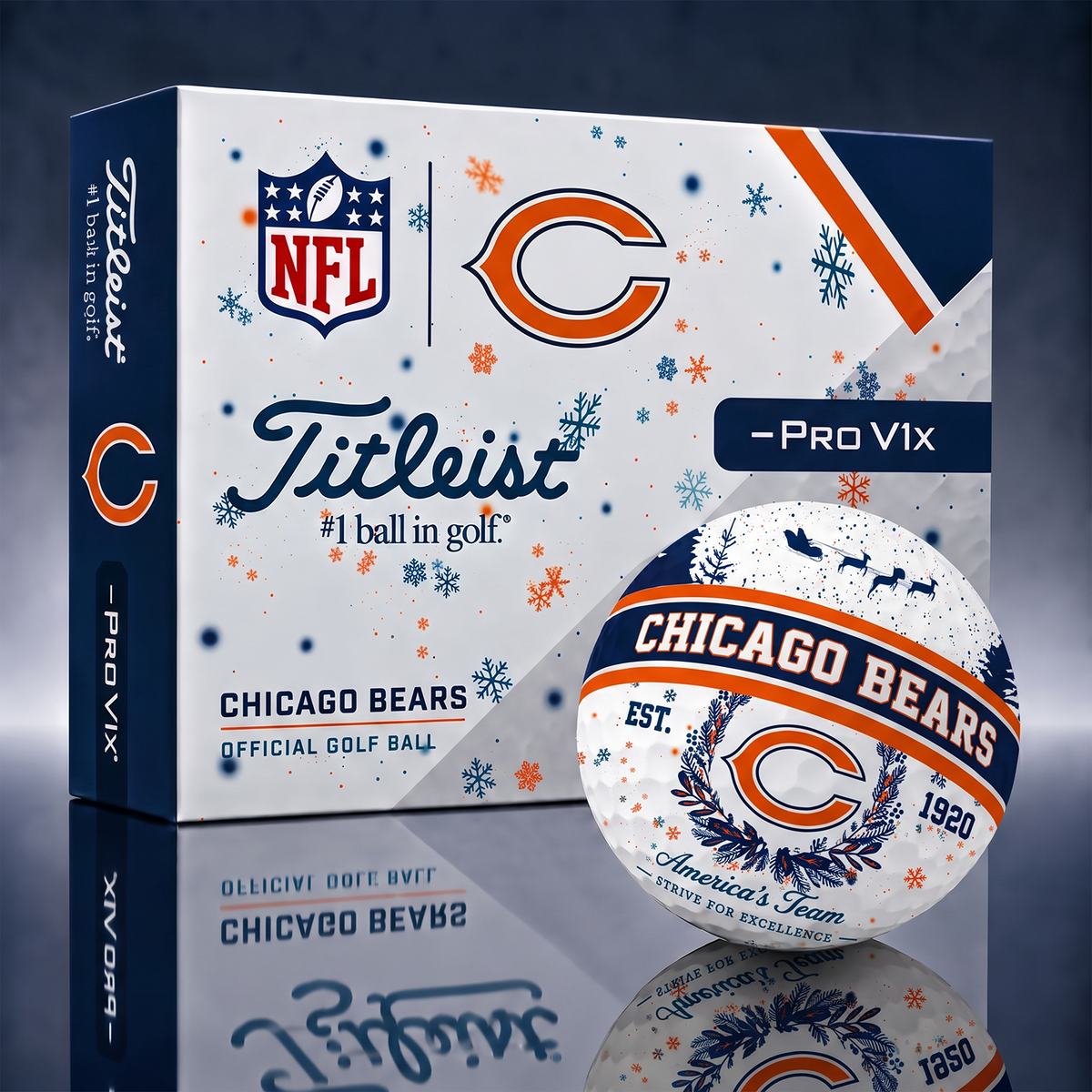 Titleist Premium NFL x CHI PERSONALIZED GOLF BALL CHRISTMAS V1