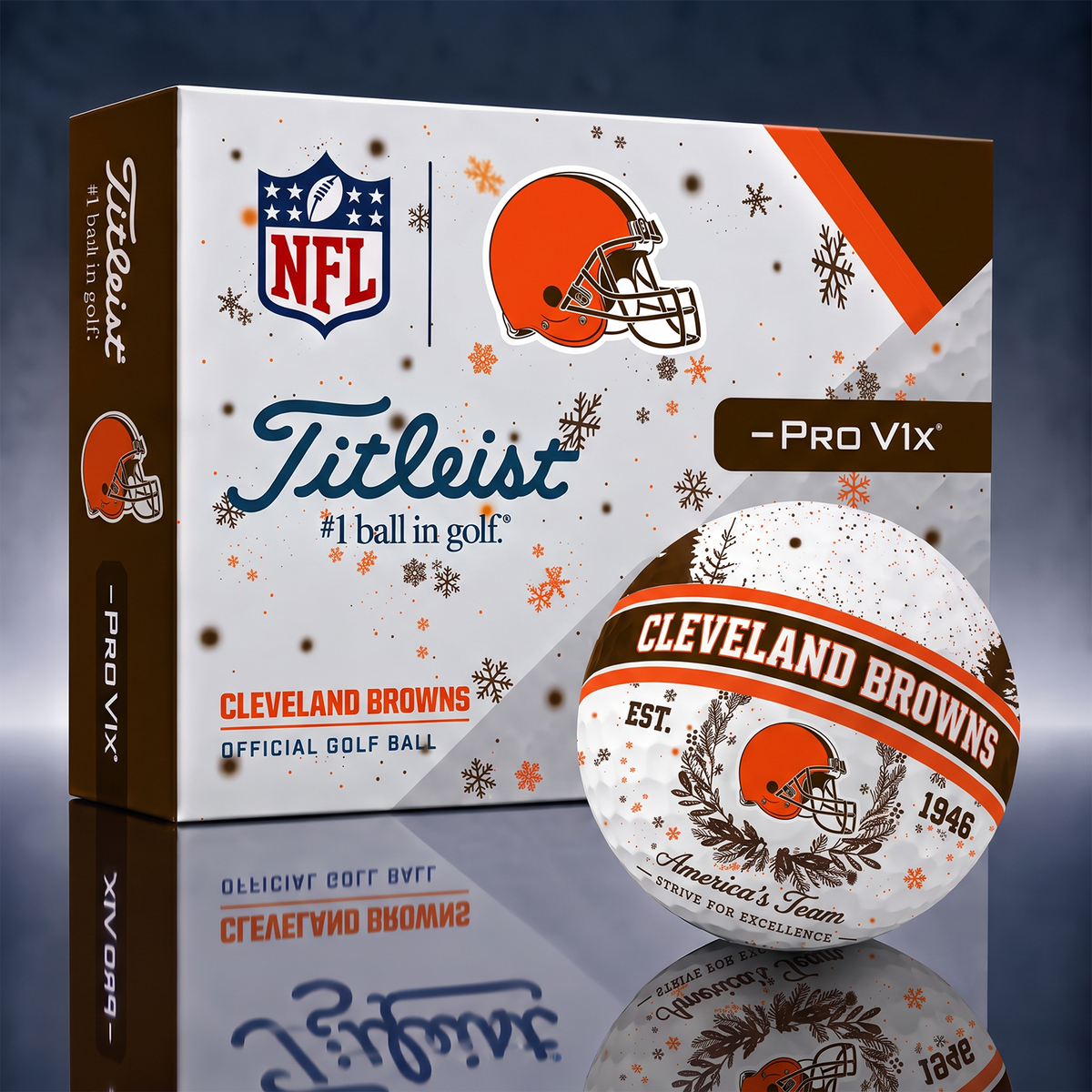 Titleist Premium NFL x CLE PERSONALIZED GOLF BALL CHRISTMAS V1