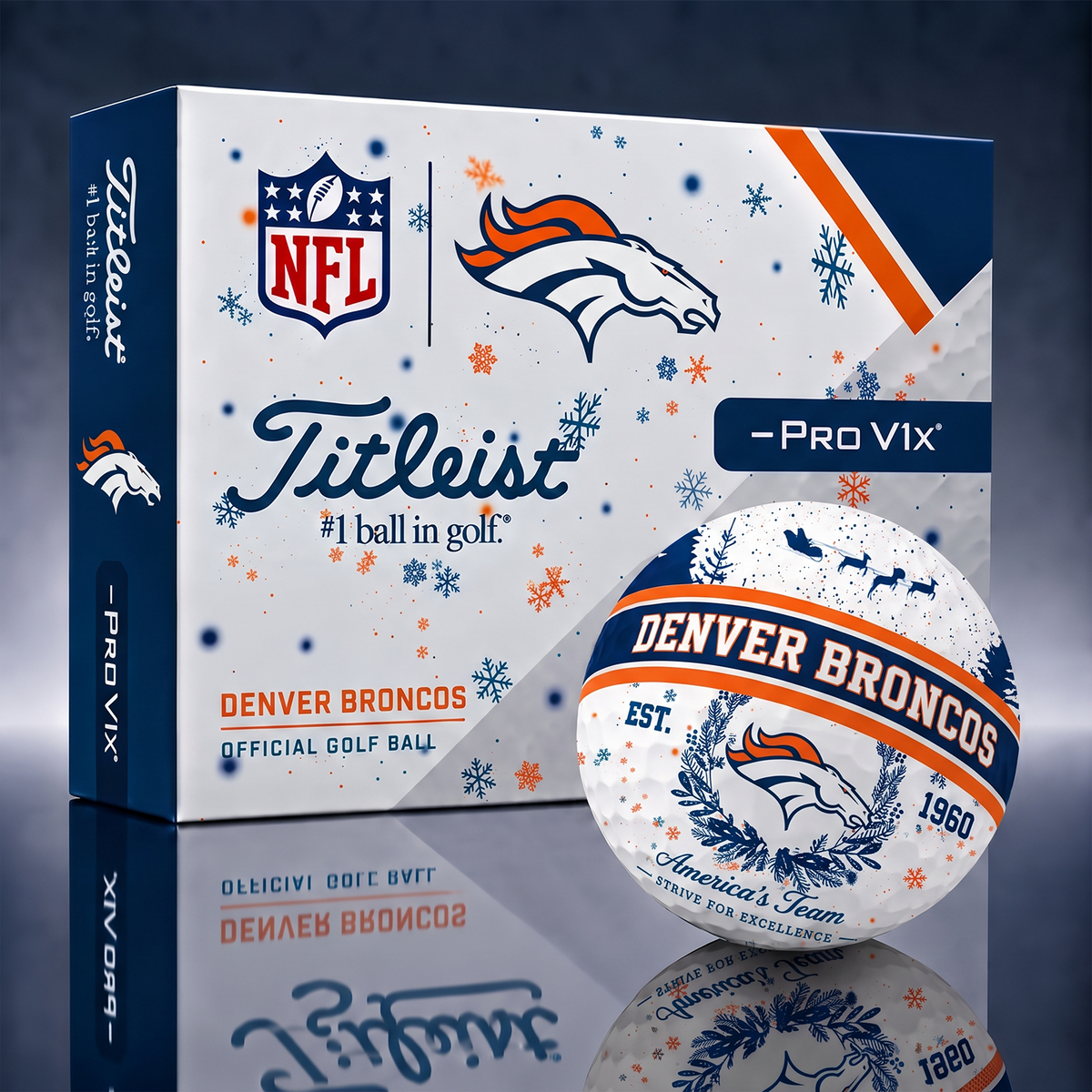 Titleist Premium NFL x DEN PERSONALIZED GOLF BALL CHRISTMAS V1