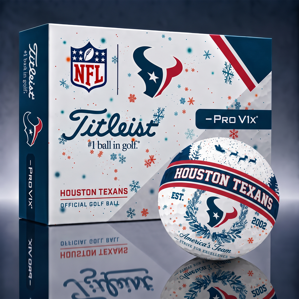 Titleist Premium NFL x HOU PERSONALIZED GOLF BALL CHRISTMAS V1