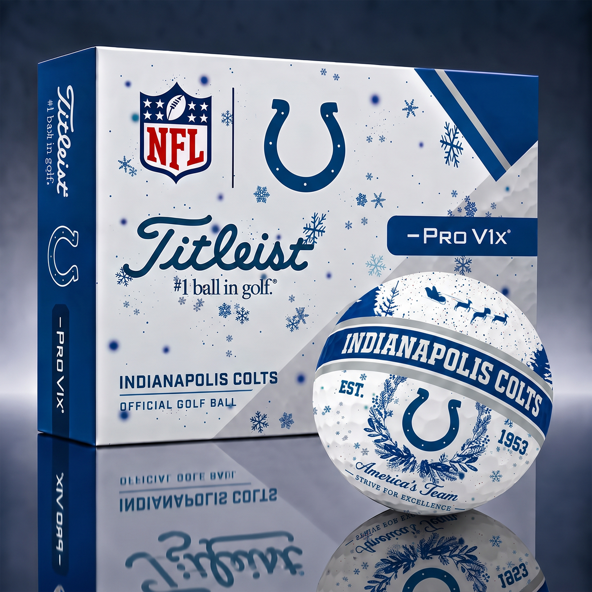 Titleist Premium NFL x IND PERSONALIZED GOLF BALL CHRISTMAS V1