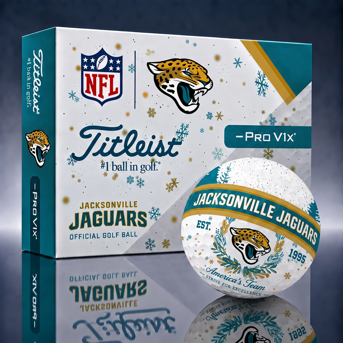 Titleist Premium NFL x JAX PERSONALIZED GOLF BALL CHRISTMAS V1