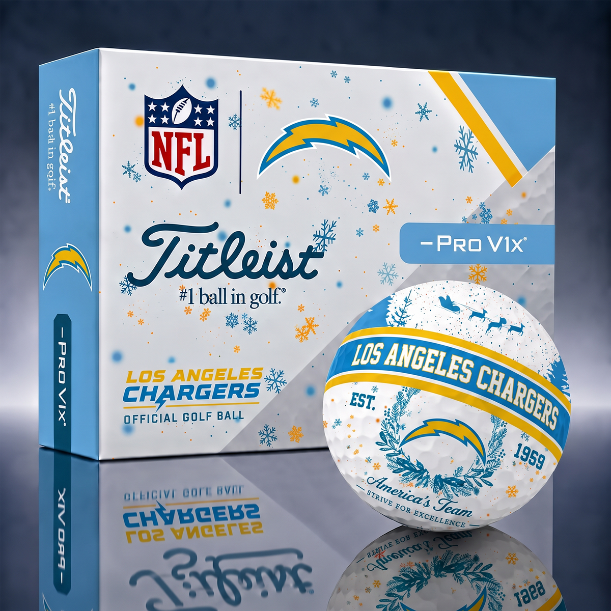Titleist Premium NFL x LAC PERSONALIZED GOLF BALL CHRISTMAS V1