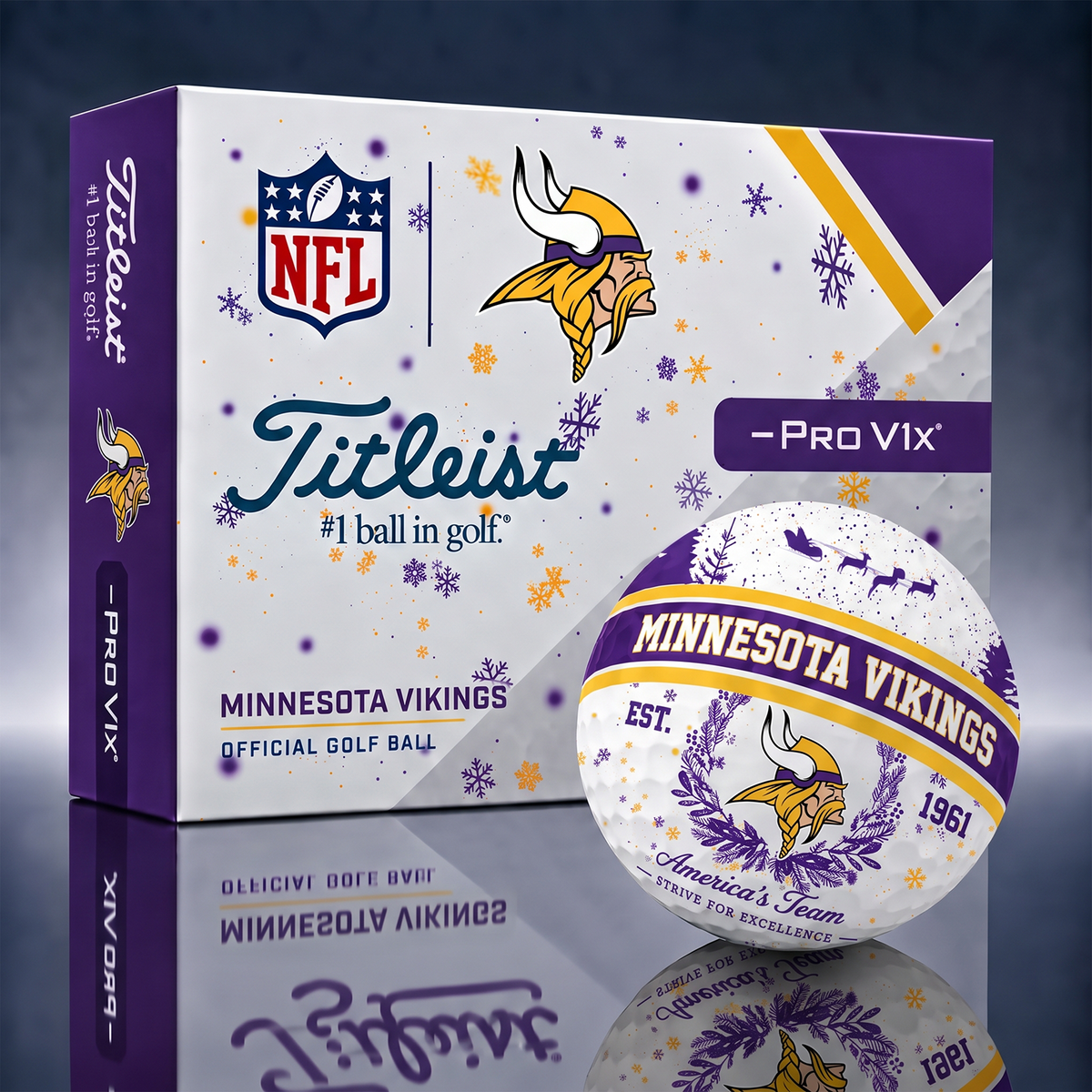 Titleist Premium NFL x MIN PERSONALIZED GOLF BALL CHRISTMAS V1