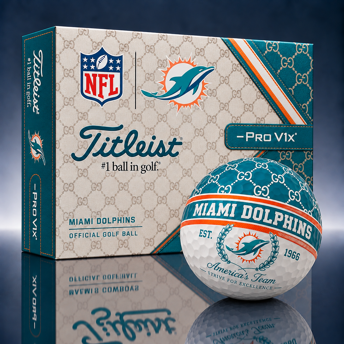 Titleist X GC Premium NFL MIA PERSONALIZED GOLF BALL LIMITED EDITION V1