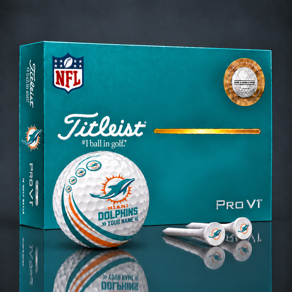 Titleist X Premium NFL MIA PERSONALIZED GOLF BALL LIMITED EDITION V4