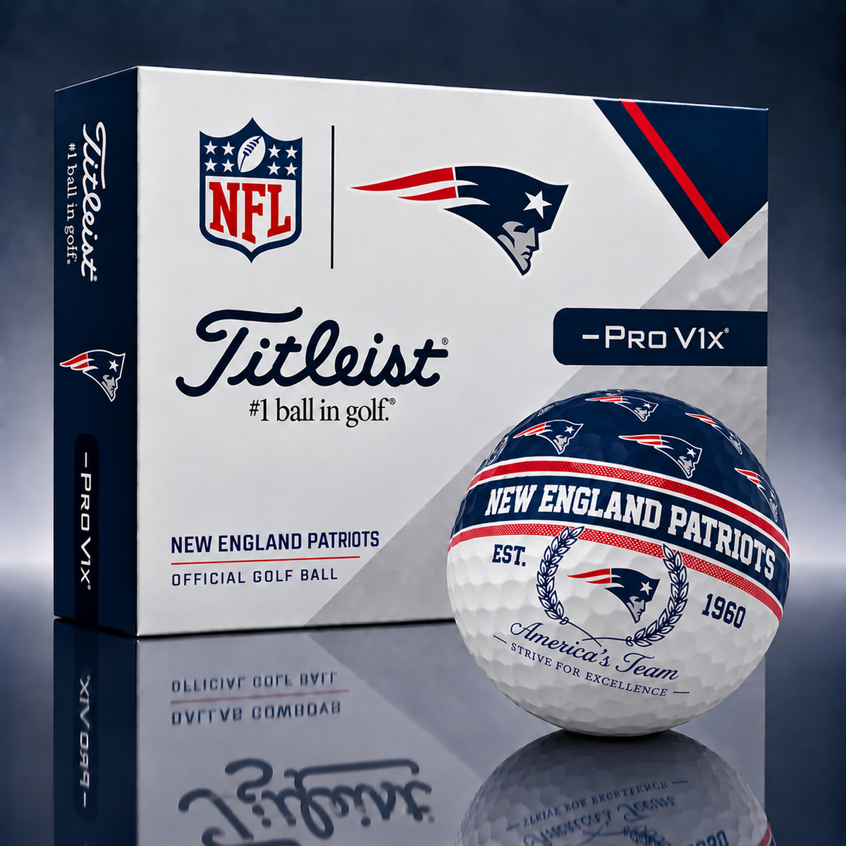 Titleist X Premium NFL NE PERSONALIZED GOLF BALL LIMITED EDITION V5