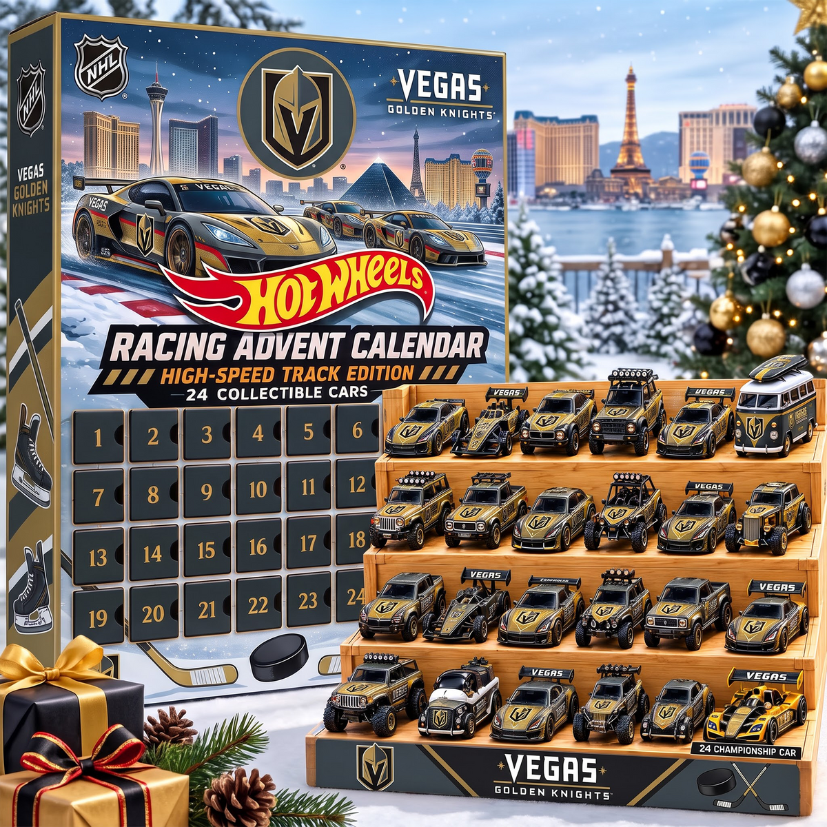 VGK X 1-of-1 Custom NHL Racing Advent Calendar 24 Cars Gift Set