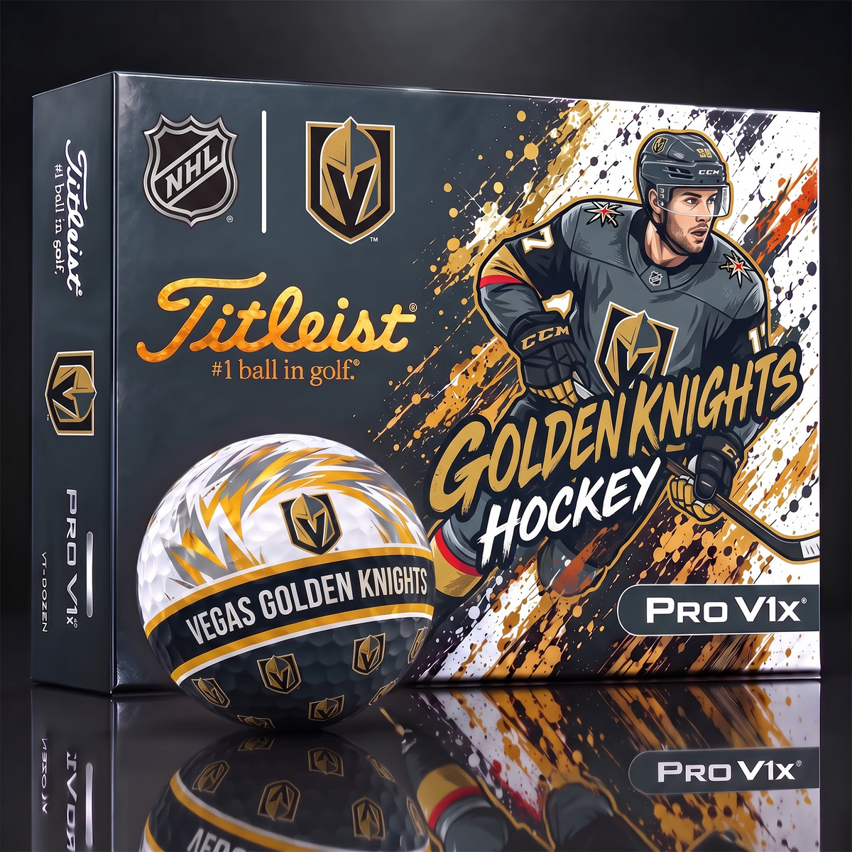 VGK X Custom NHL Dynamic Paint Splatter Golf Balls