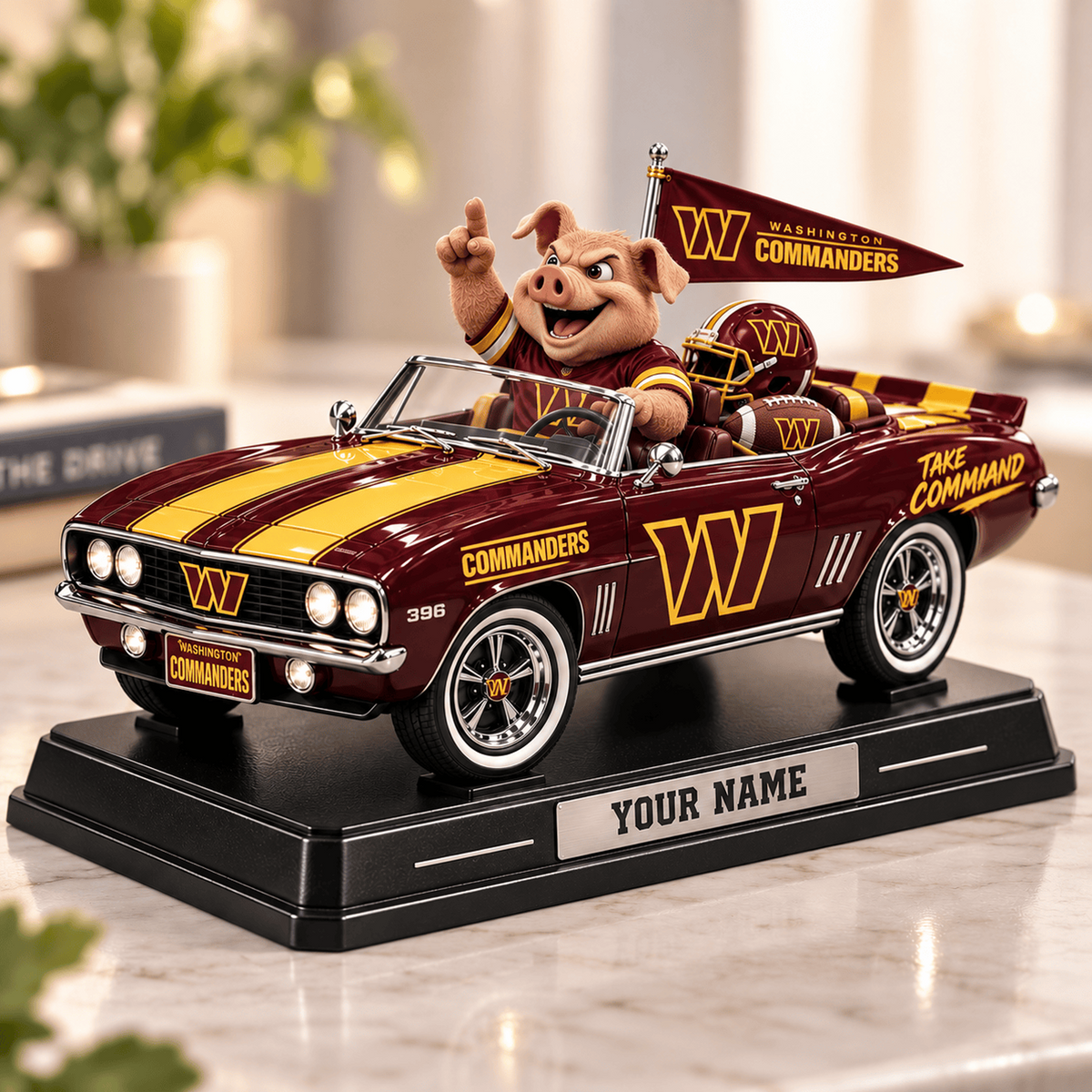 WAS X NFL Car Acrylic Block Plaque Custom Any Name Gift For Fan