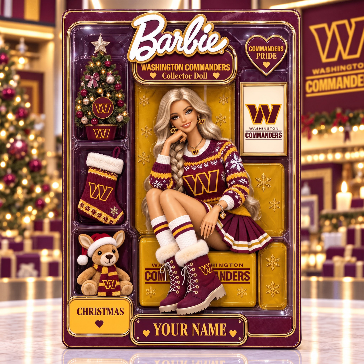 WAS X NFL Collector Edition Barbie Christmas Acrylic
