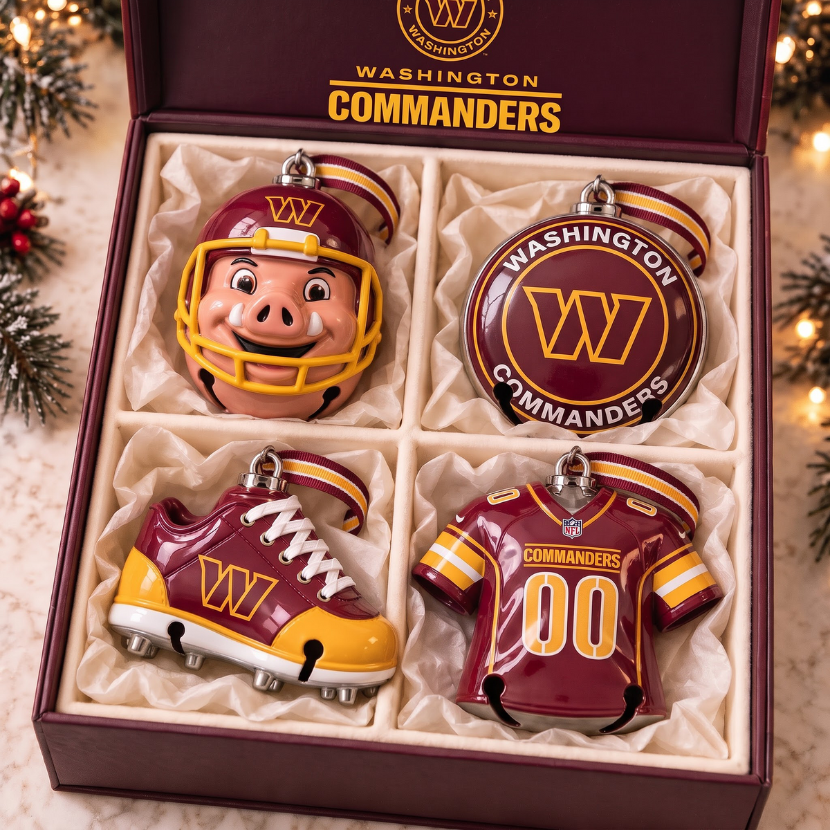 WAS X Premium NFL Christmas Bell Ornament