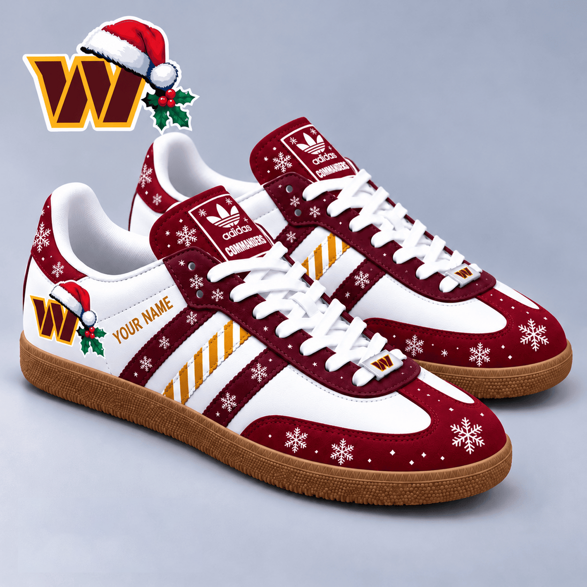 WAS x NFL Christmas Personalized Name Samba Shoes