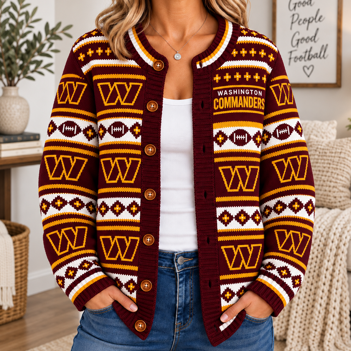 WAS x NFL Women's Cardigan Sweater