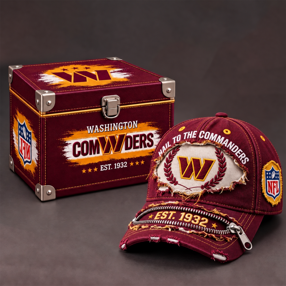 WC x 1-of-1 NFL Distressed Zipper Cap With Gift Box