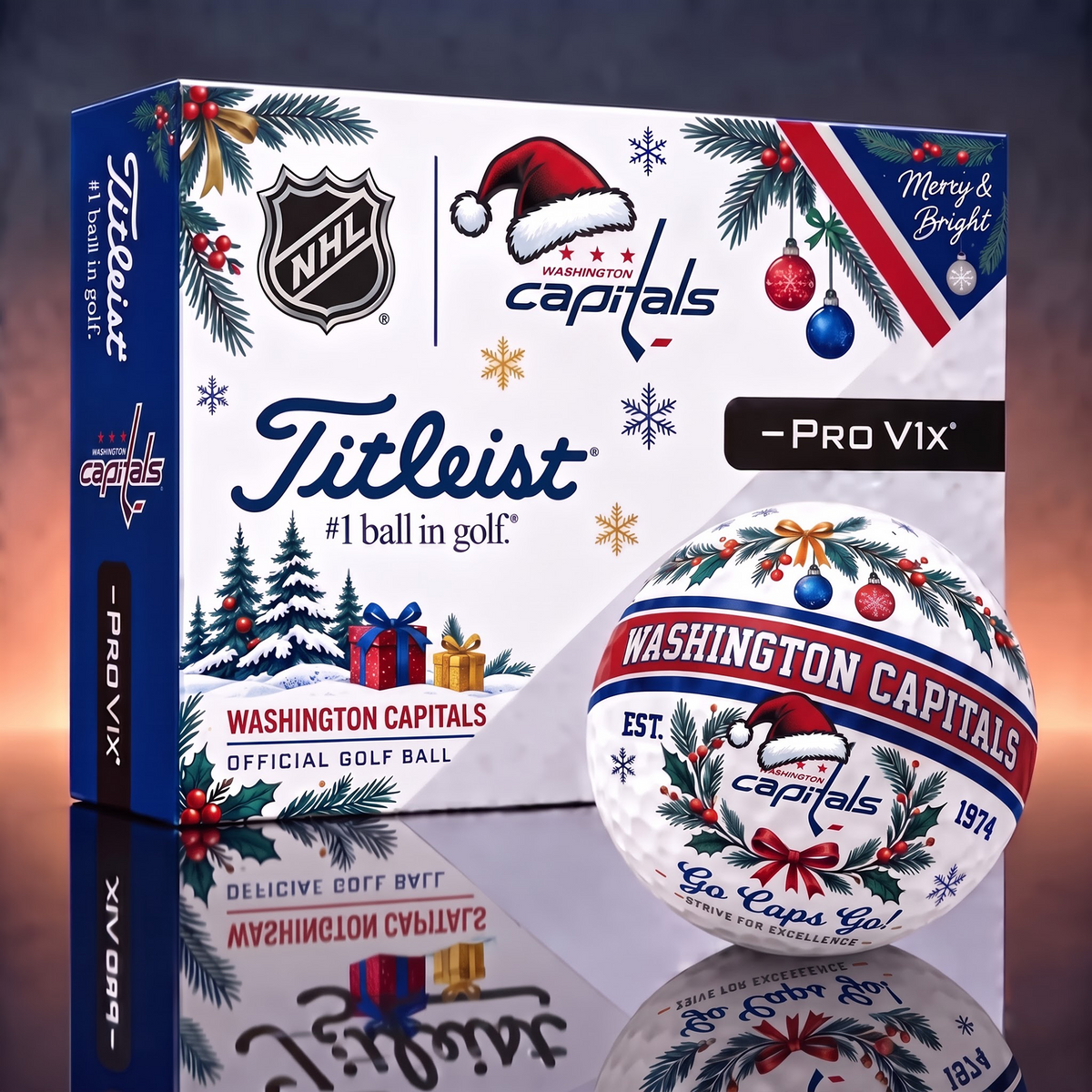 WSH X 1-OF-1 NHL TITLEIST CHRISTMAS GOLF BALLS