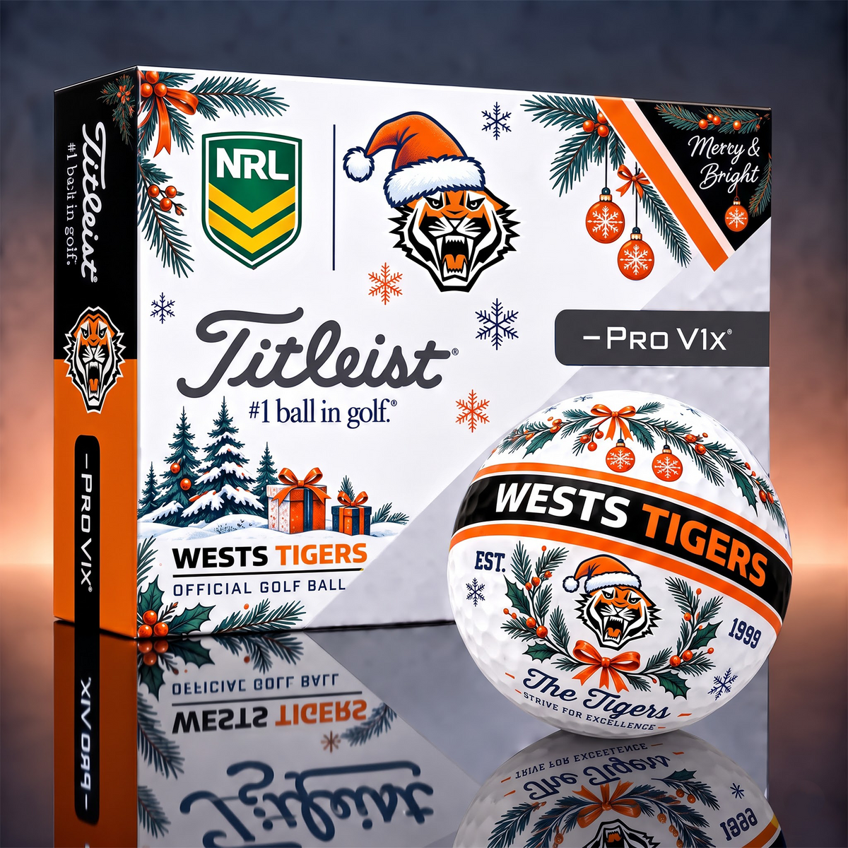 WT x 1-OF-1 NRL TITLEIST CHRISTMAS GOLF BALLS
