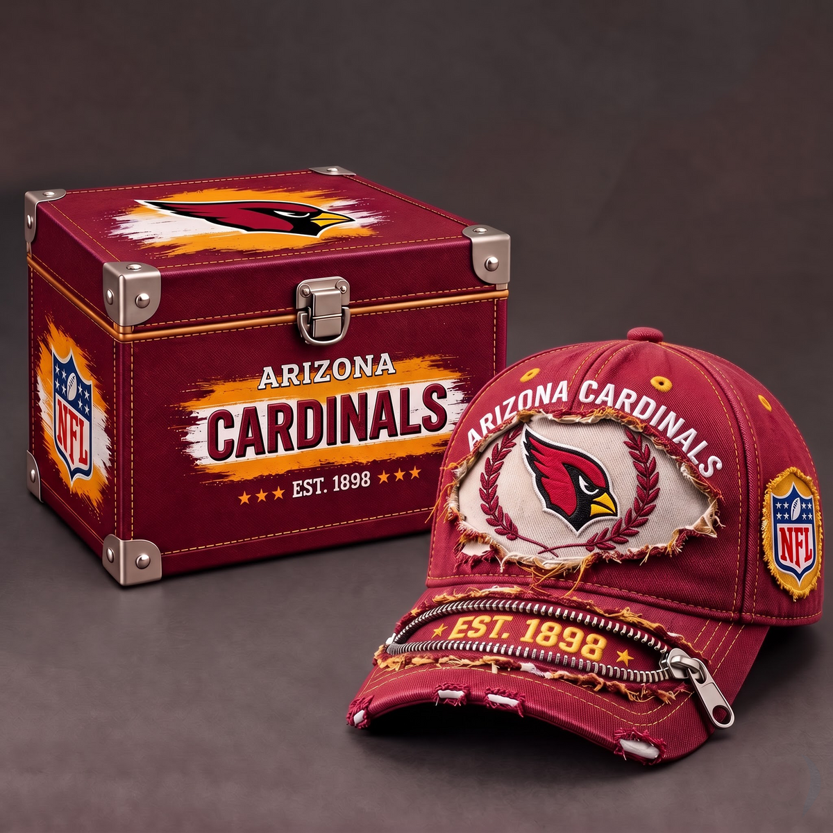 AC x 1-of-1 NFL Distressed Zipper Cap With Gift Box