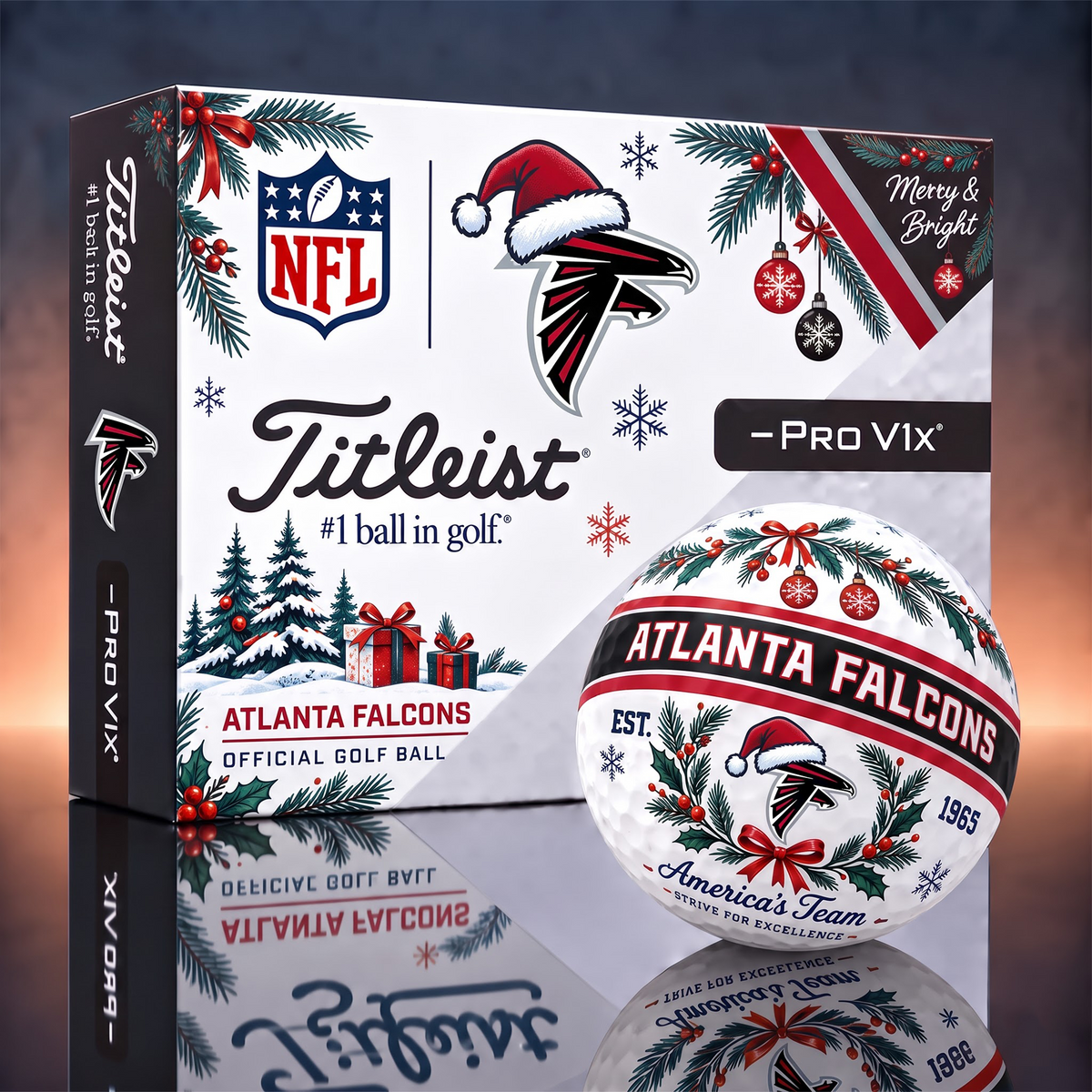 AF x 1-OF-1 NFL TITLEIST CHRISTMAS  GOLF BALLS