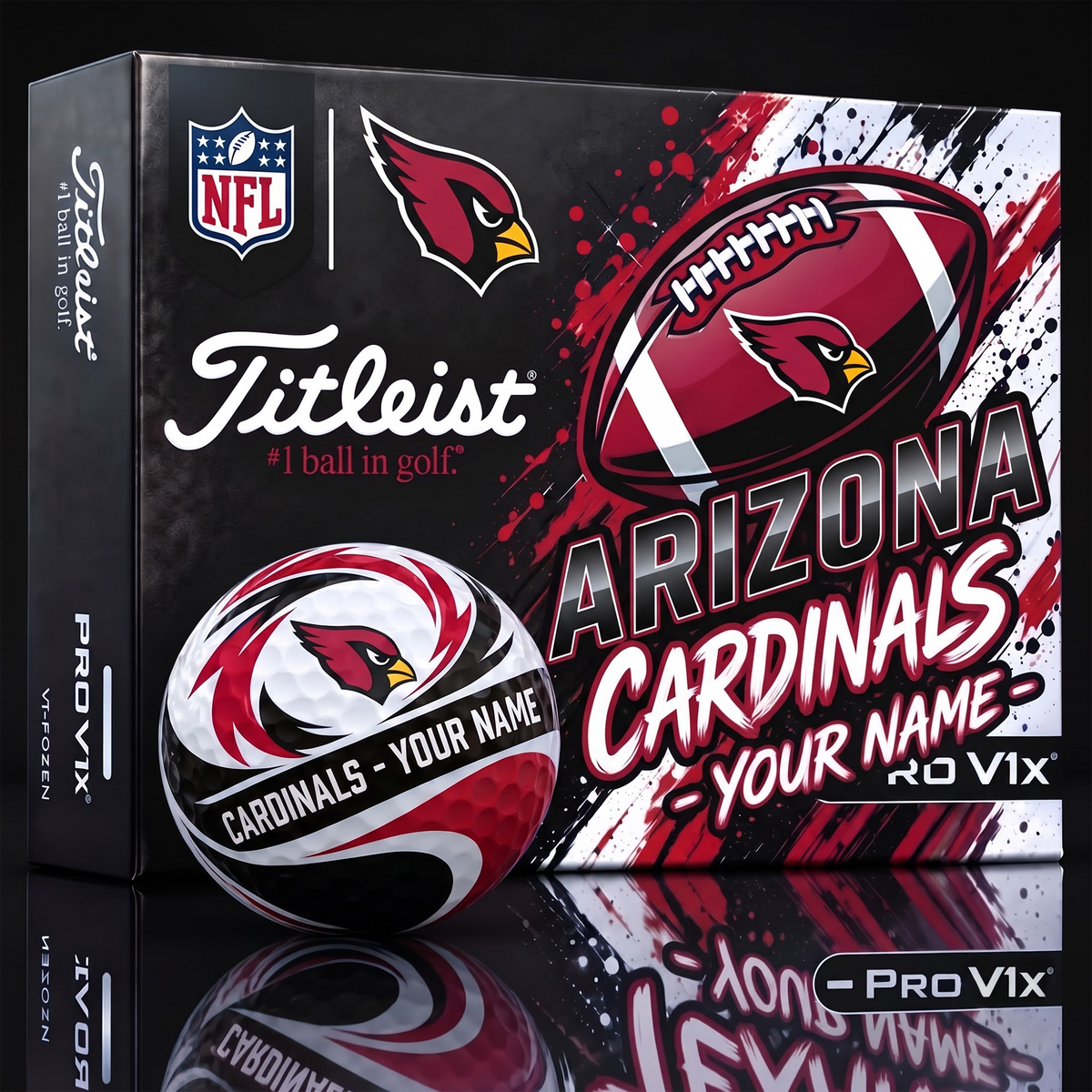 ARI X 1-of-1 Custom NFL Personalized Splatter Titleist Golf Balls Set