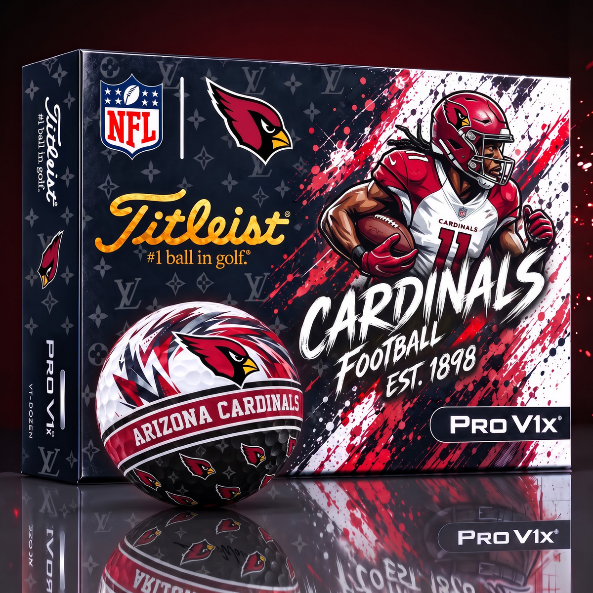 ARI X Custom NFL x LV Dynamic Paint Splatter Golf Balls