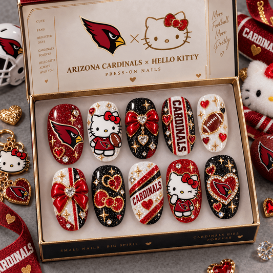 ARI X Premium NFL Hello Kitty Bow Glam Press-On Nails Football Fan