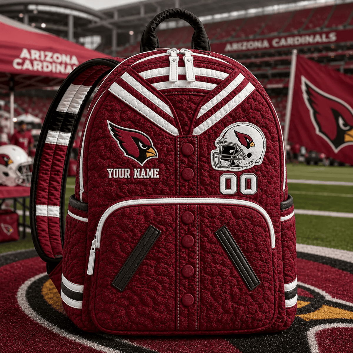 ARI x NFL Premium Varsity Quilted Backpack Personalized Gift For Fan - Limited Edition
