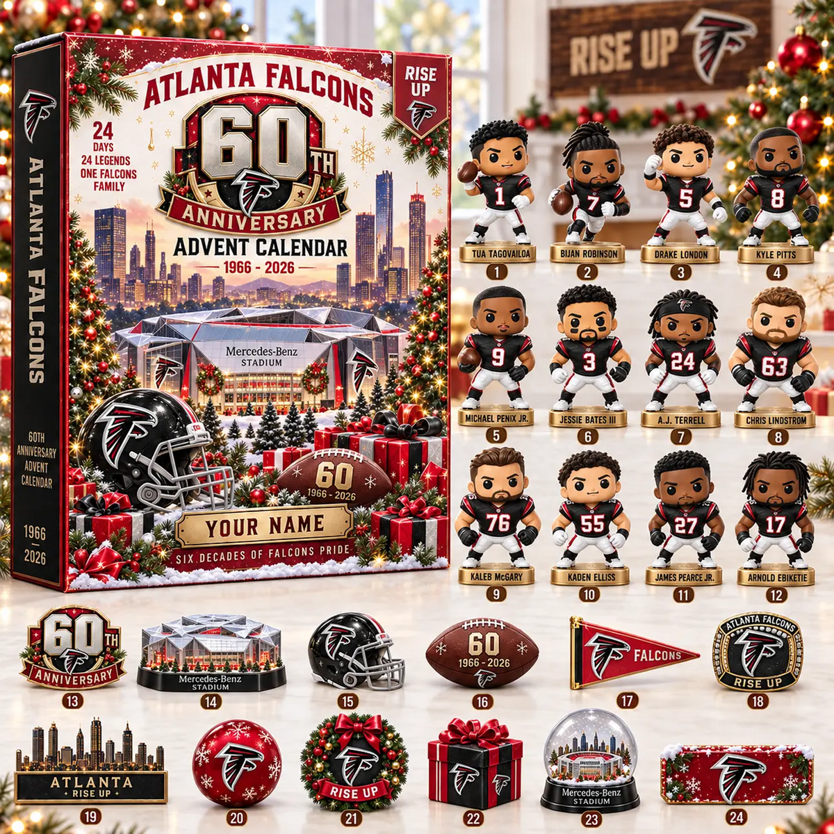 ATL x NFL Christmas 2026 Anniversary Advent Calendar Box Custom Any Name Gifts