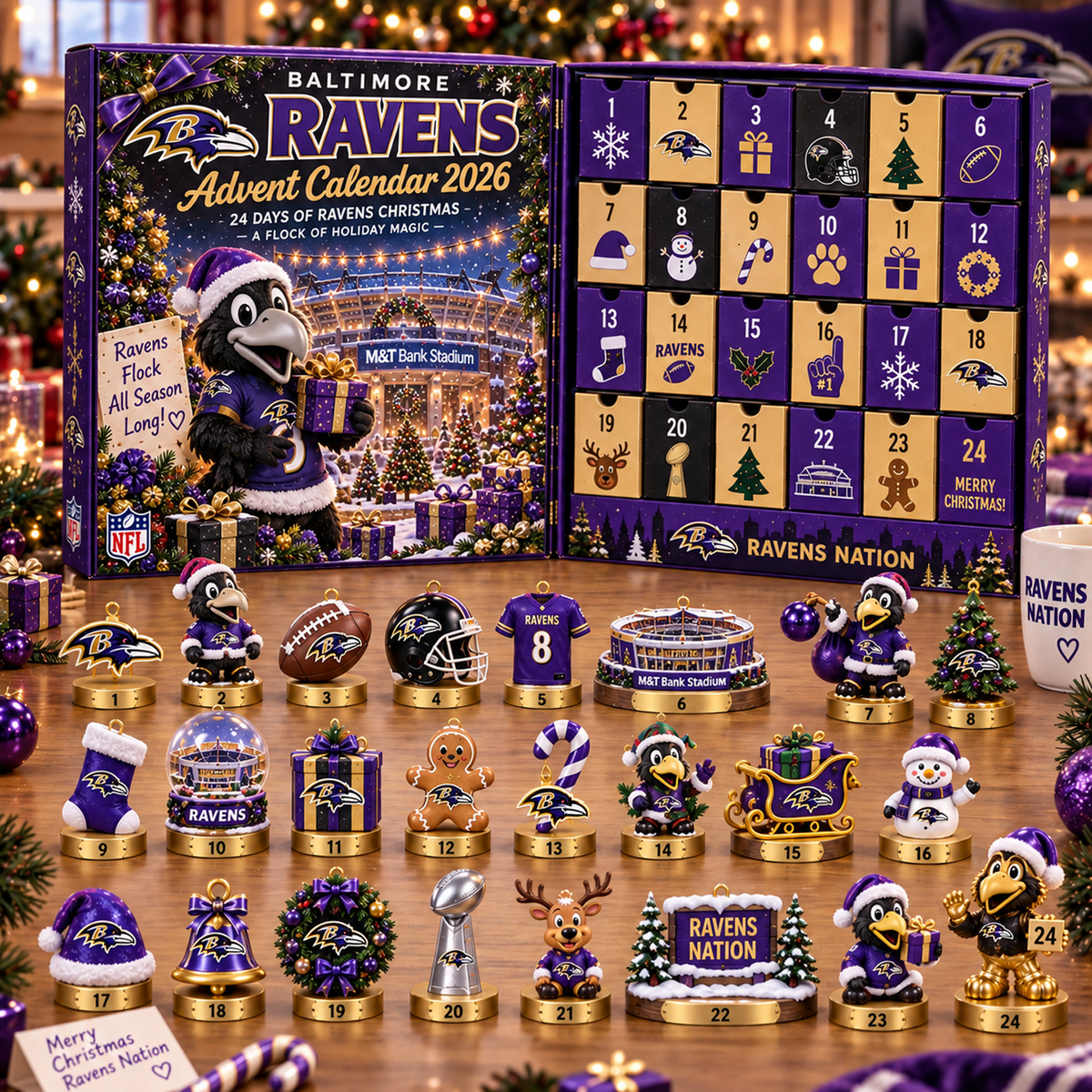 BAL x NFL Christmas Advent Calendar 2026 â€“ 24 Days of NFL Mascot & Holiday Collectibles