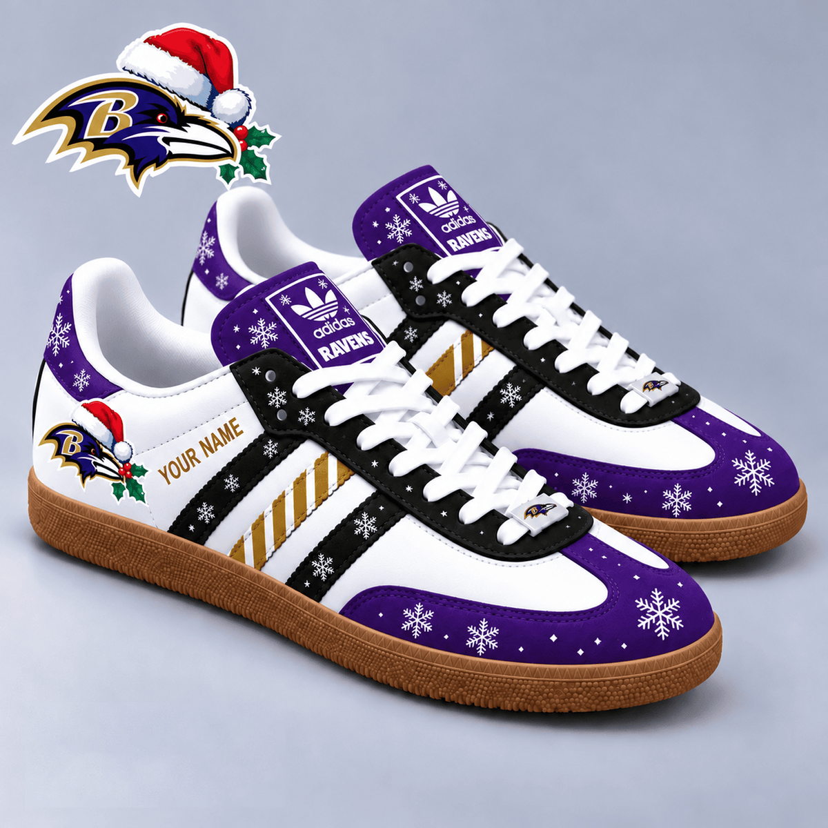 BAL x NFL Christmas Personalized Name Samba Shoes