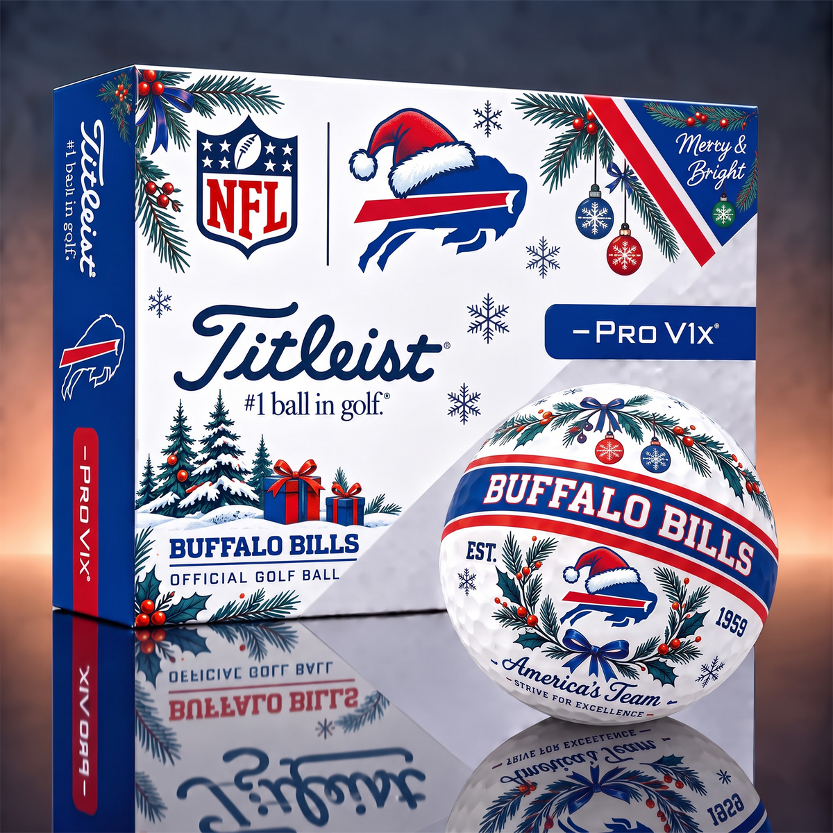 BB x 1-OF-1 NFL TITLEIST CHRISTMAS  GOLF BALLS