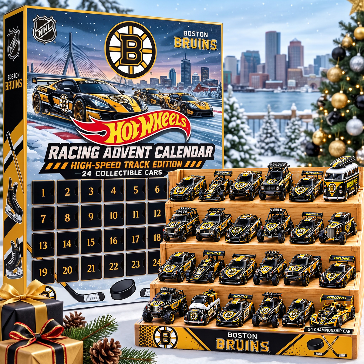 BOS X 1-of-1 Custom NHL Racing Advent Calendar 24 Cars Gift Set