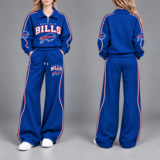 BUF Premium NFL Team Pride Contrast Piping Quarter-Zip + Pants